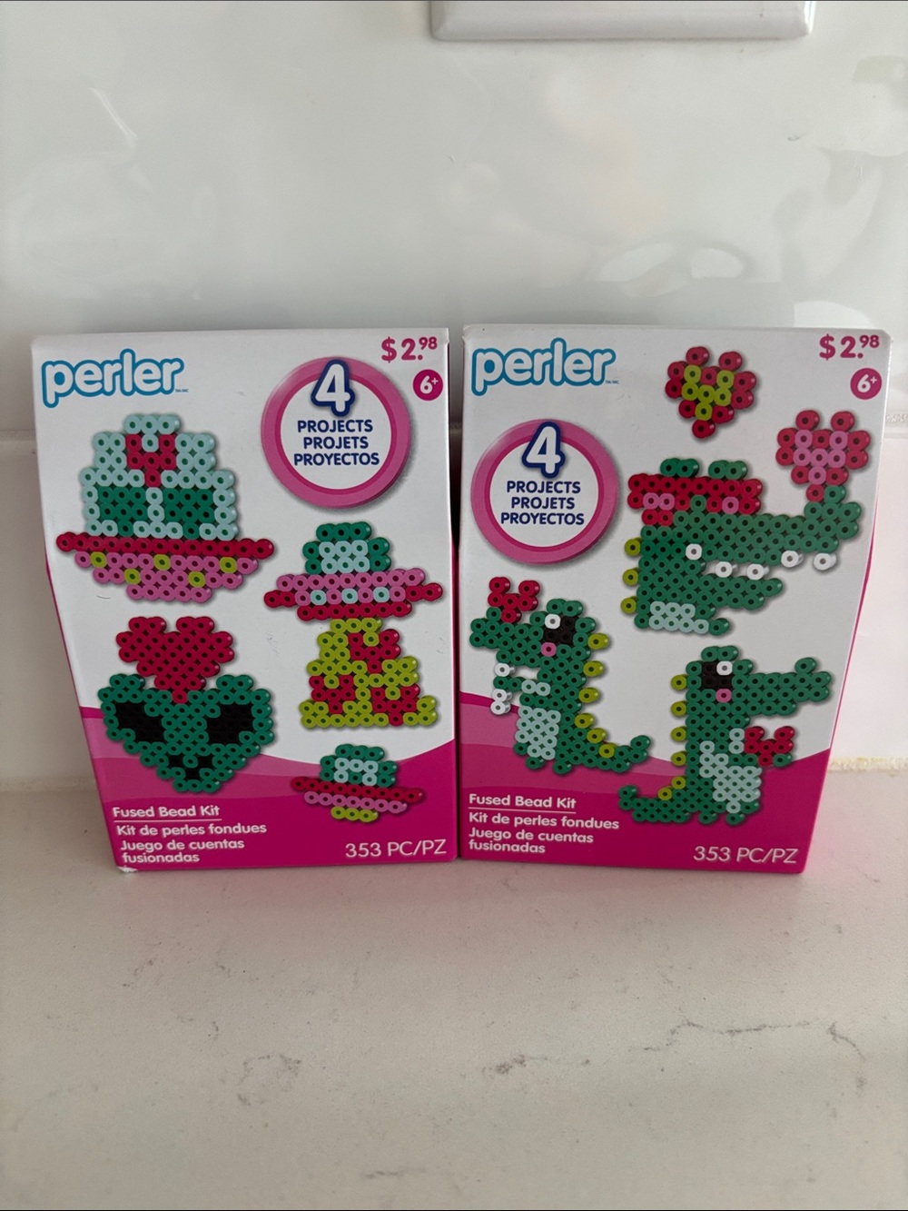 Perler Fused Bead Kit - Green/Pink Designs (2 Pack)